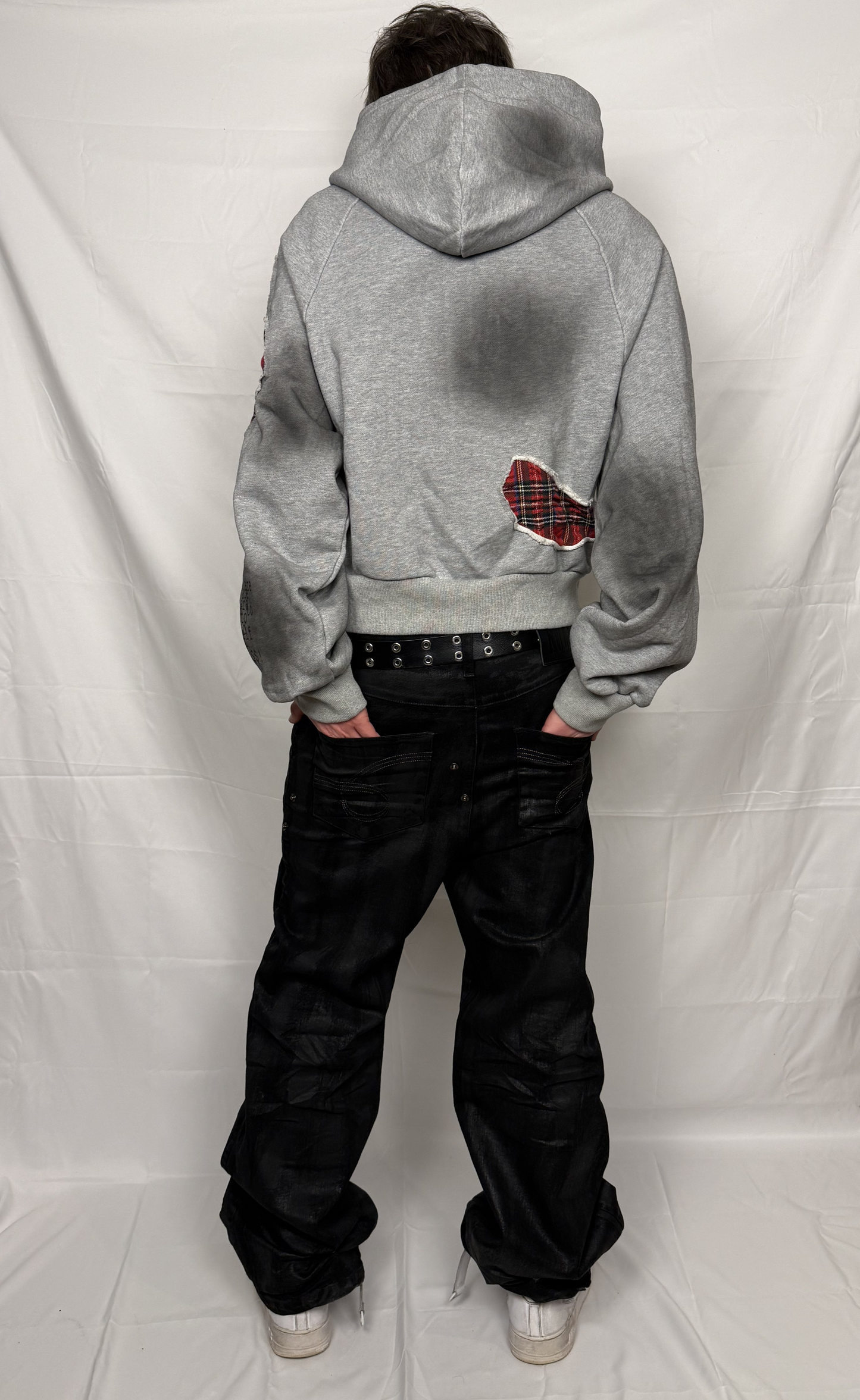 Melange Grey Tartan Hoodie